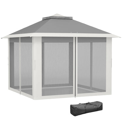 Gazebo pop-up double toit avec moustiquaire 3,35 m x 3,35 m