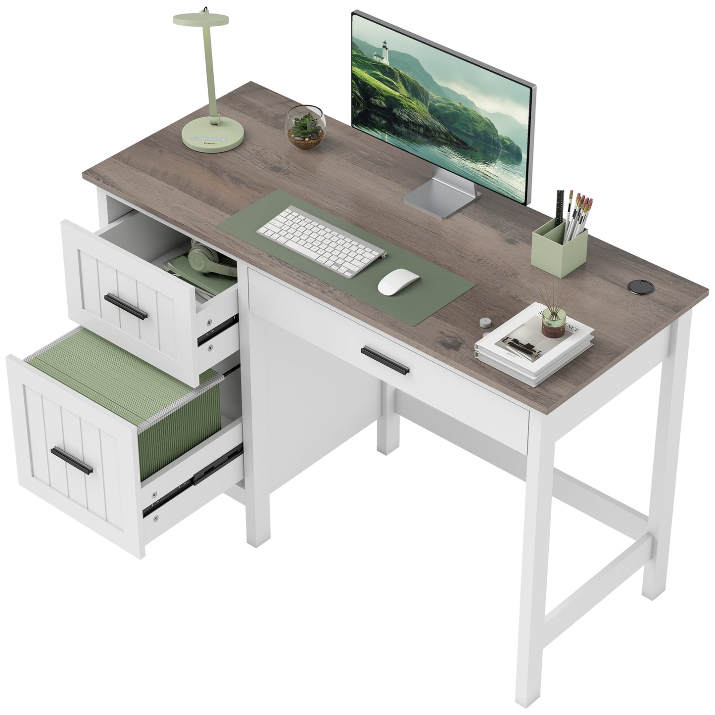 Bureau de travail farmhouse avec 3 tiroirs
