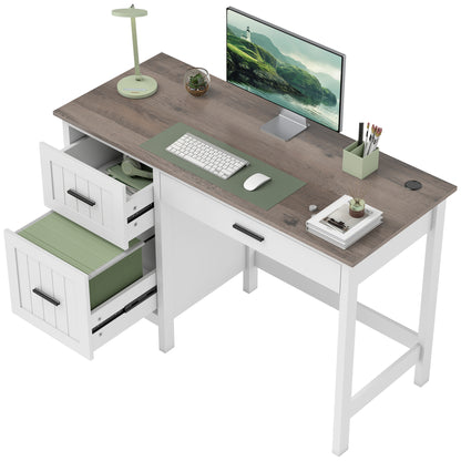 Bureau de travail farmhouse avec 3 tiroirs
