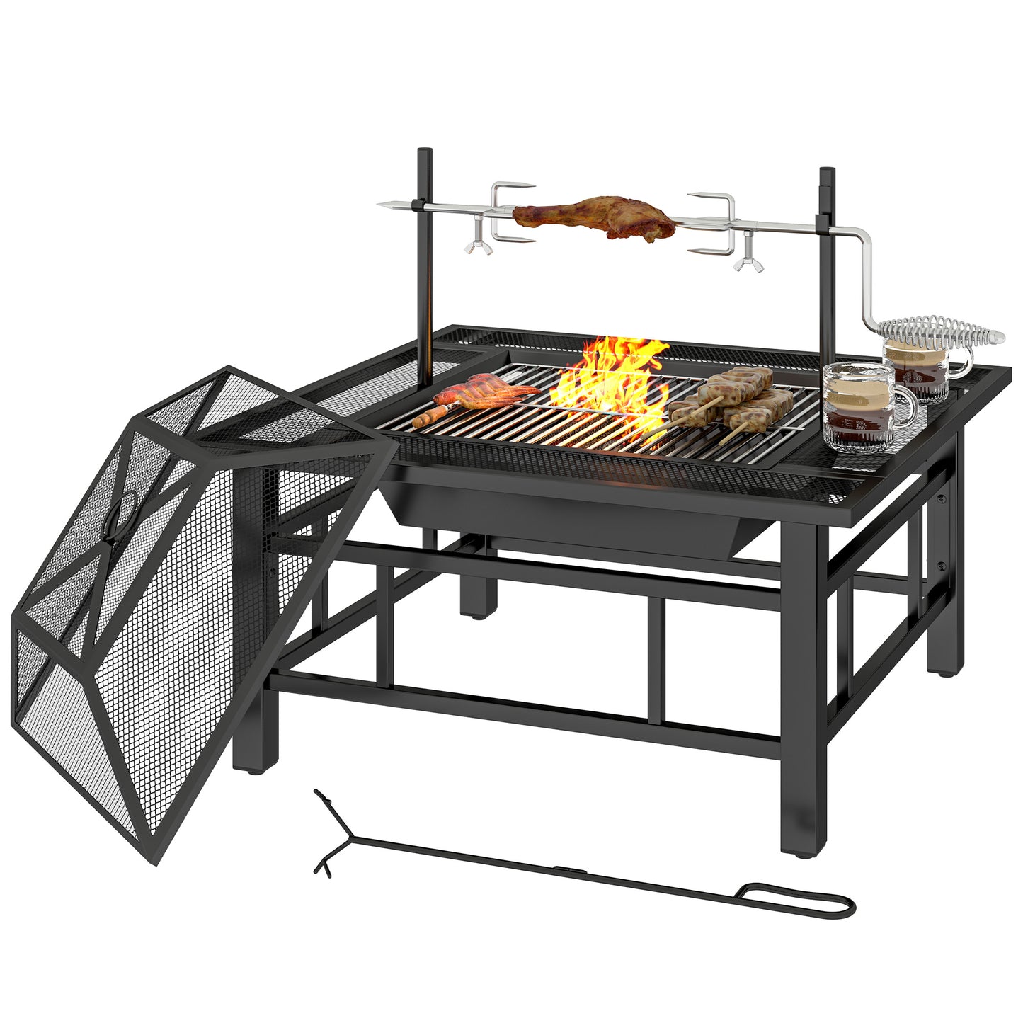 Foyer extérieur 2-en-1 avec grille BBQ 81cm