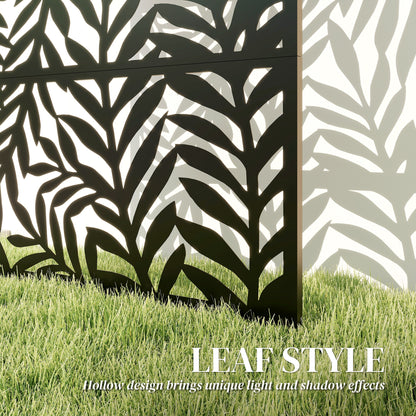 Outsunny 183x96cm Metal Outdoor Privacy Screen - Black