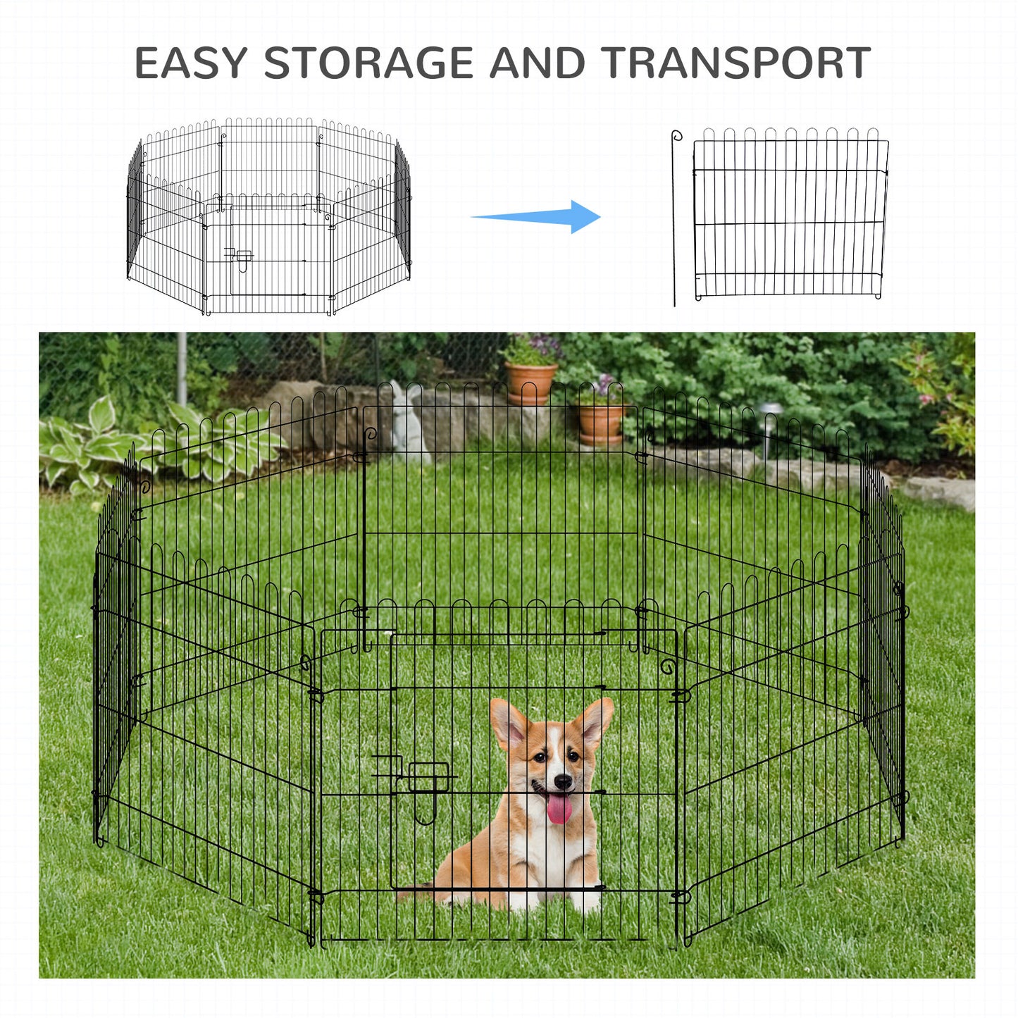 Parc pour chien octogonal 8 panneaux pliable