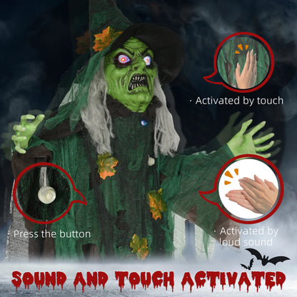 Sorcière Halloween animée 180 cm capteur mouvement son