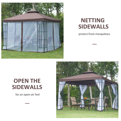 Gazebo de jardin double toit avec moustiquaire 3x3 m