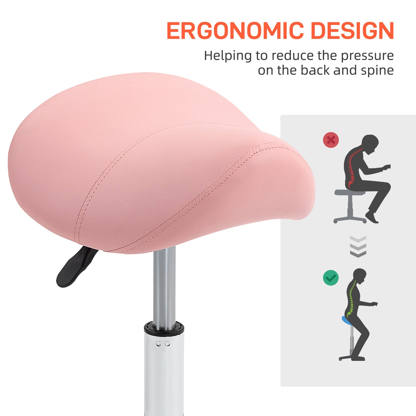 Tabouret selle ergonomique à roulettes réglable
