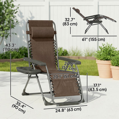 Chaises longues zéro gravité pliantes ensemble de 2
