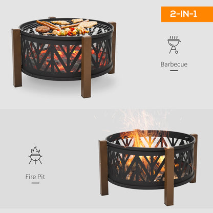 Foyer extérieur 2-en-1 avec grille BBQ et couvercle
