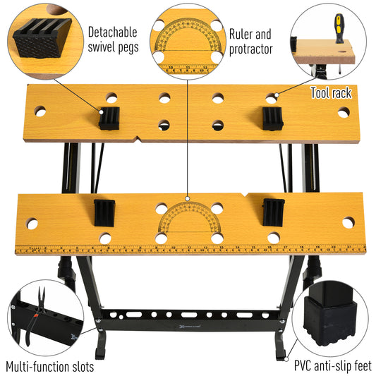 Établi pliant polyvalent 100 kg avec 4 pinces réglables