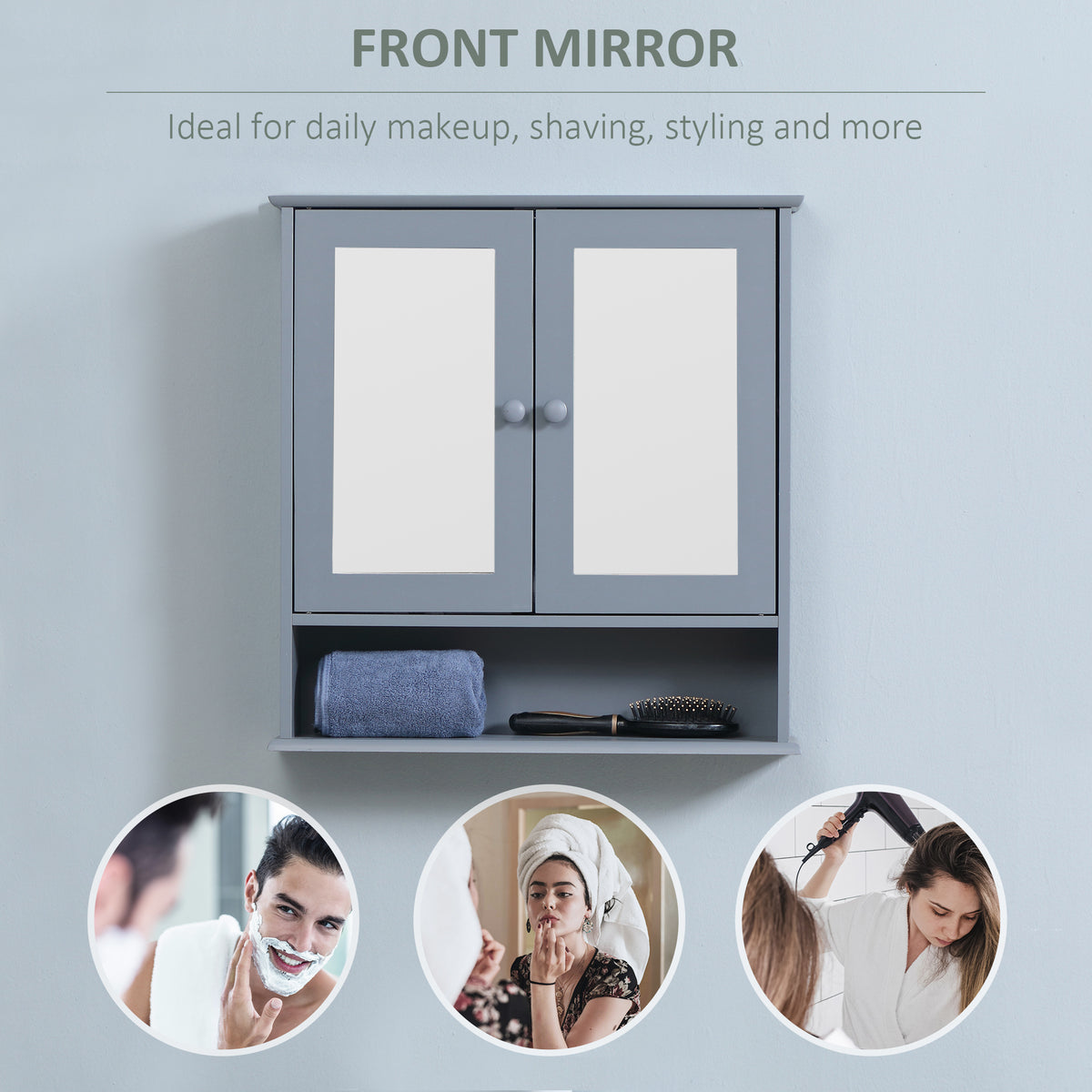 Armoire miroir murale salle bain portes doubles