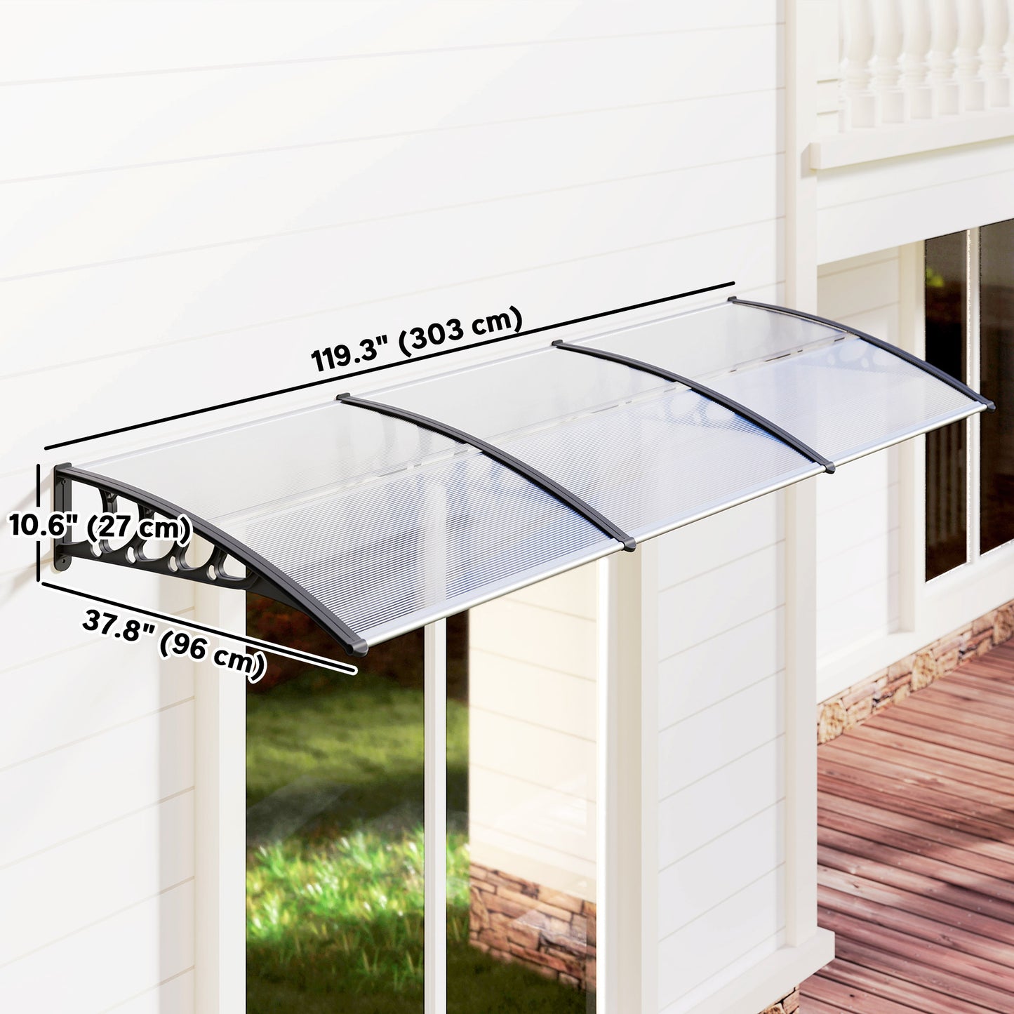 Auvent de porte en polycarbonate creux — Transparent