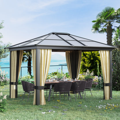 Gazebo à toit rigide polycarbonate 305 x 365 cm