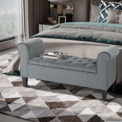 Banc de rangement capitonné avec accoudoirs