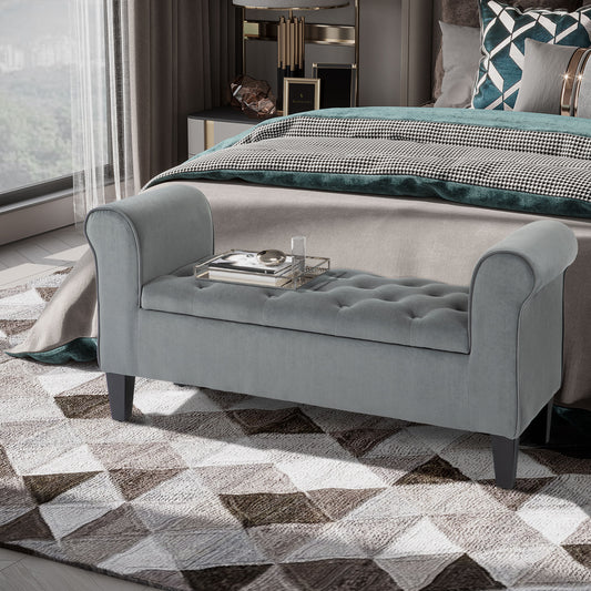 Banc de rangement capitonné avec accoudoirs