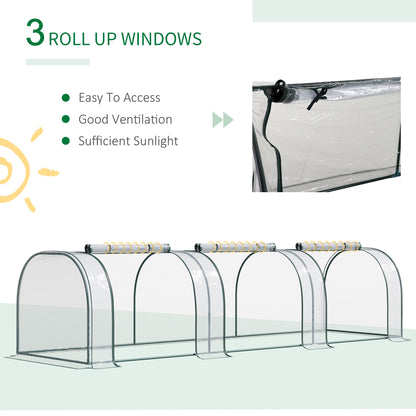 Serre tunnel portable 396 x 91 x 76 cm avec 4 portes