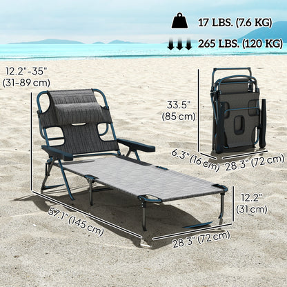Chaise longue pliante avec dossier inclinable