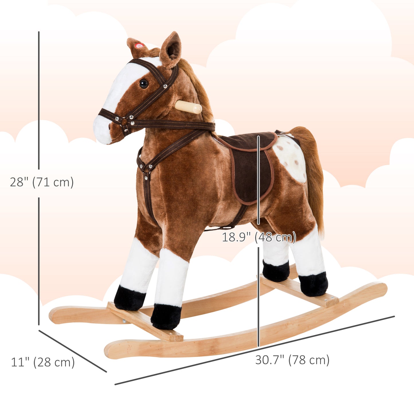 Cheval à bascule en peluche avec sons réalistes