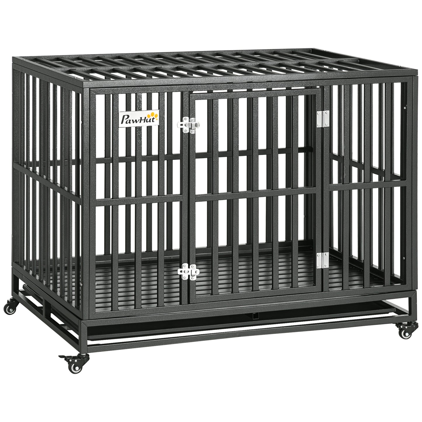 Cage pour chien en acier robuste 104 cm avec roulettes