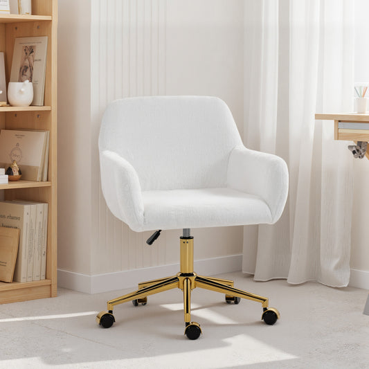 Chaise de bureau pivotante en fausse fourrure