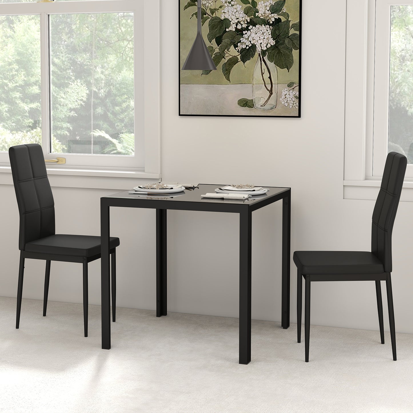 Ensemble de salle à manger 3 pièces table rectangulaire