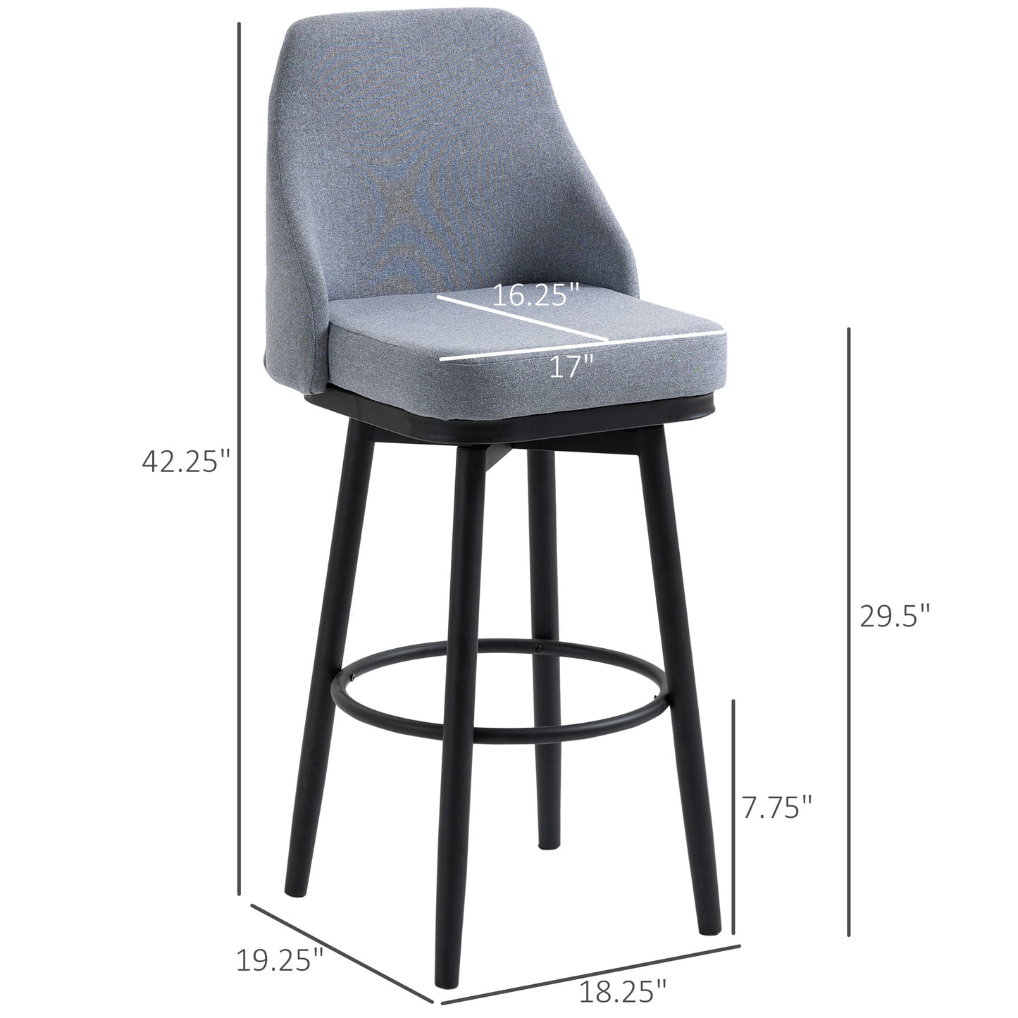 Tabourets de bar pivotants ensemble de 2 extra hauts