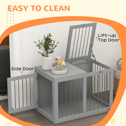 Cage meuble pour chien moyenne taille double porte 80 cm
