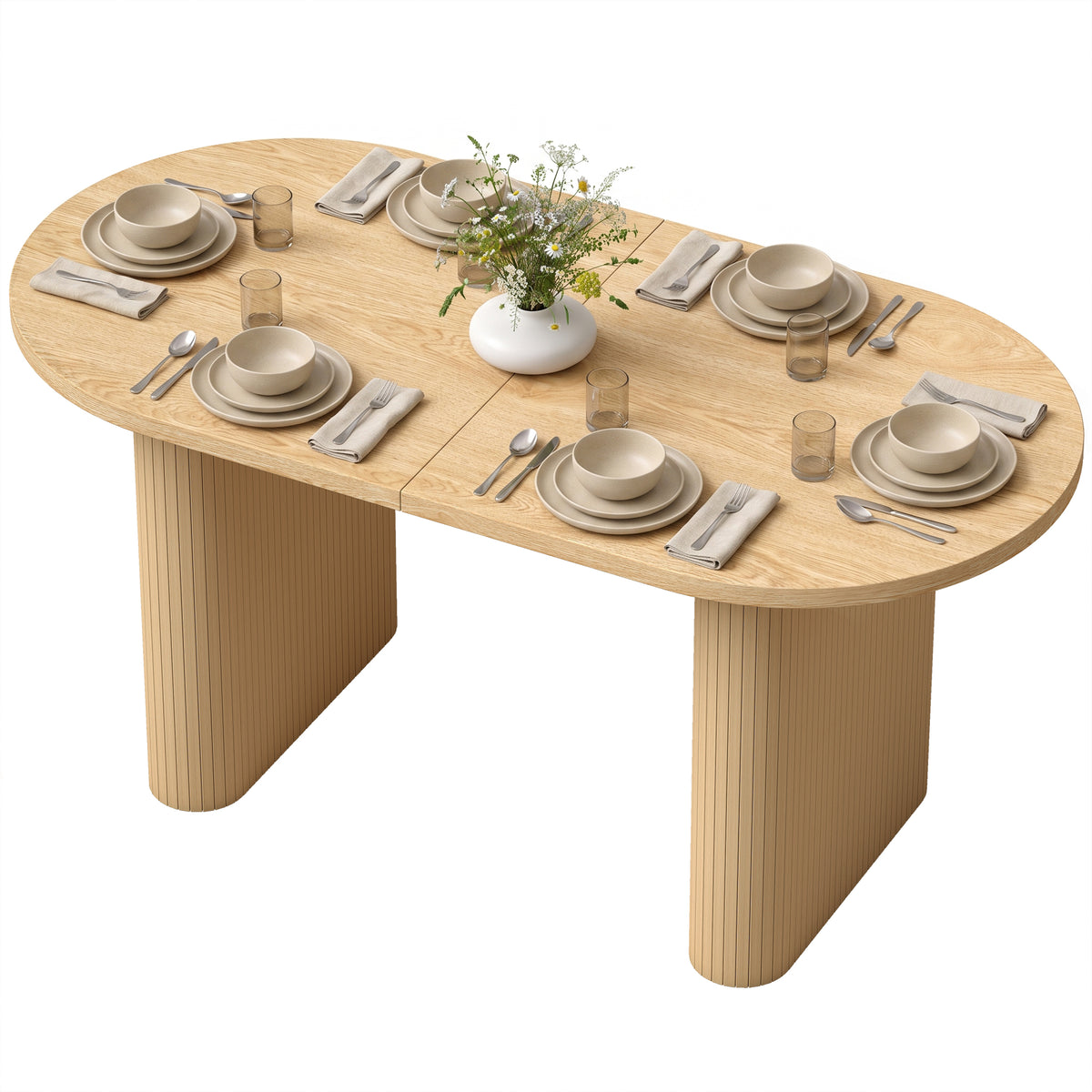 Table à manger rustique style fermette ovale bois