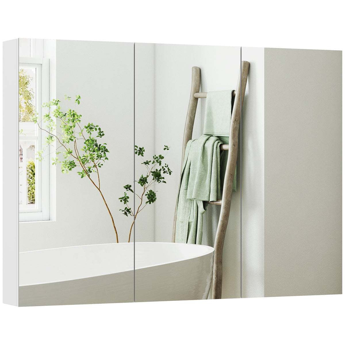 Armoire de salle de bain trois miroirs avec rangement