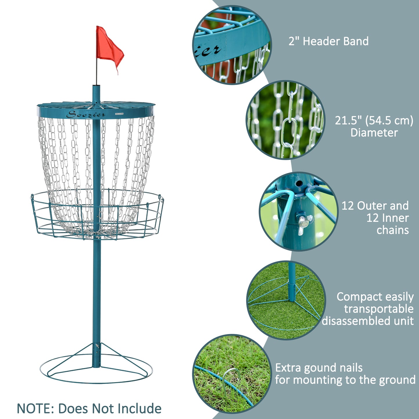 Panier de disc golf portable 24 chaînes avec sac