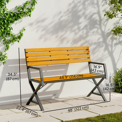 Banc de jardin 2 places avec dossier — noir