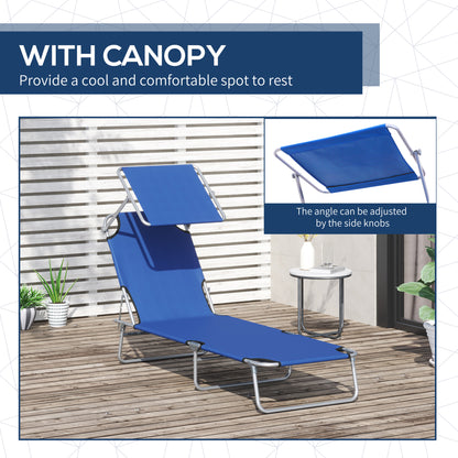 Chaise longue pliante avec auvent réglable