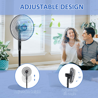 Ventilateur sur pied oscillant avec télécommande et écran LED