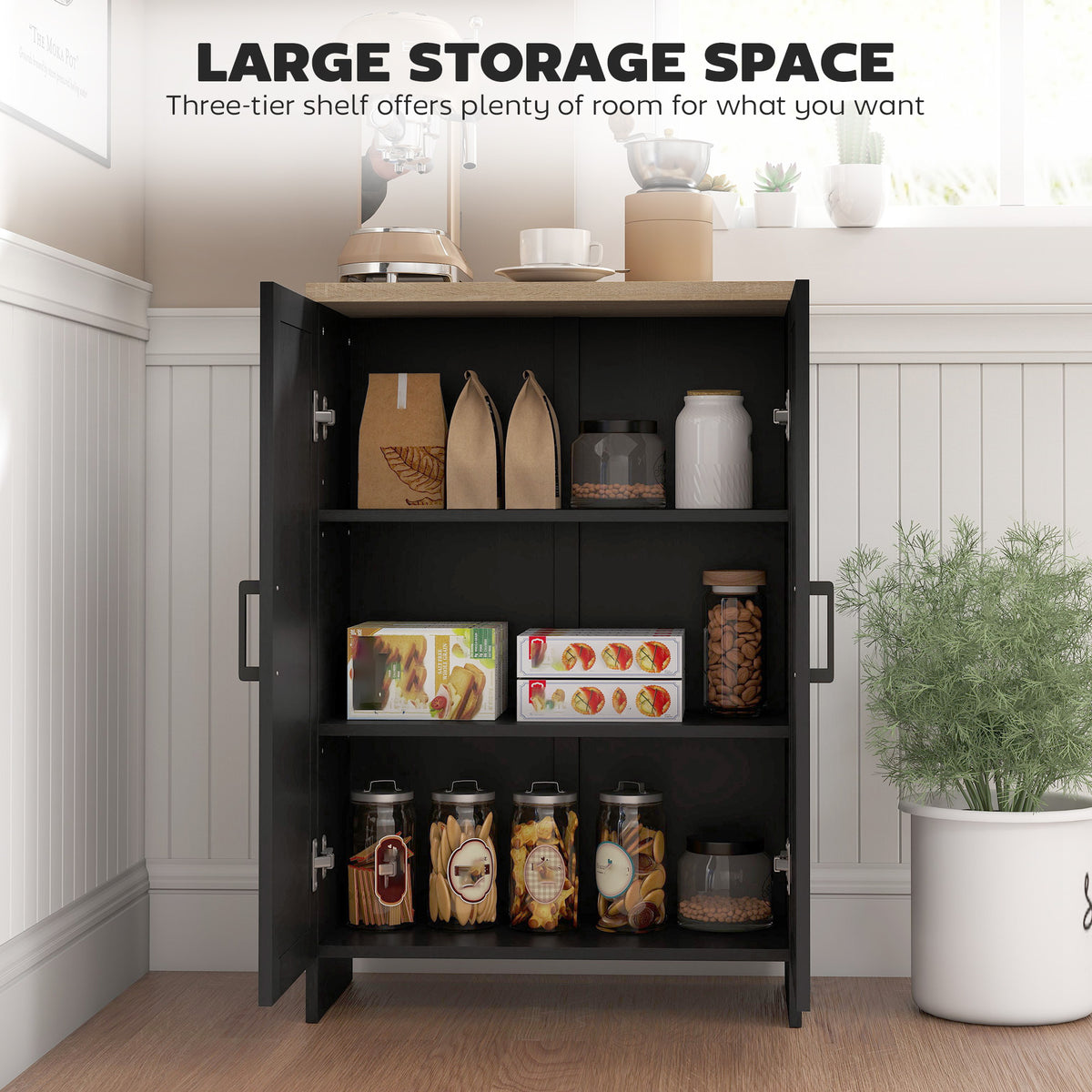 Armoire de rangement avec portes et étagère ajustable