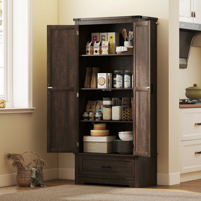 Armoire-garde-manger de cuisine style campagnard 175 cm