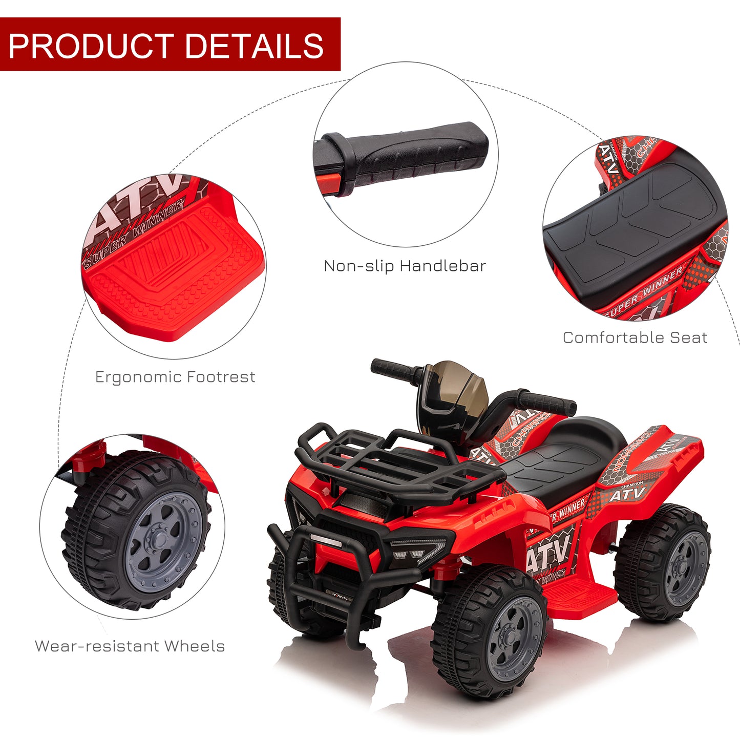VTT électrique enfant 6V — quadriporteur ride-on