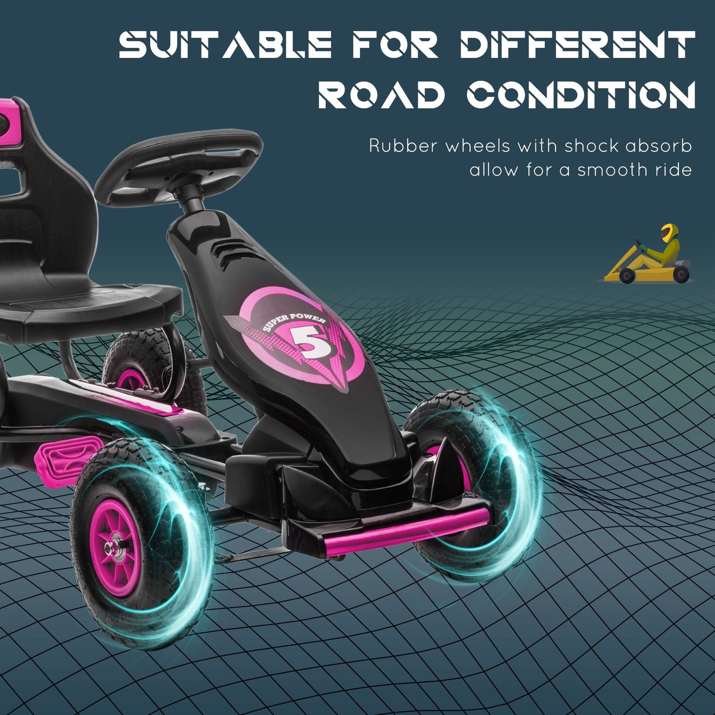 Kart à Pédales Aosom pour Enfants - Cadre Acier avec Freins