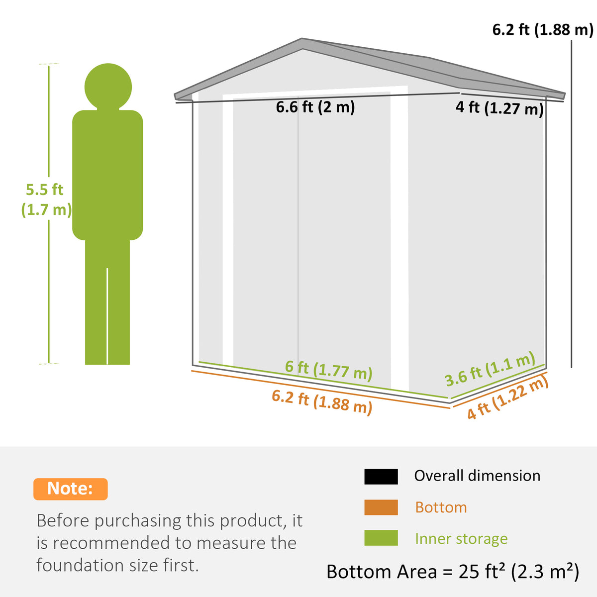 Remise de jardin métallique 6,5' x 4' portes doubles