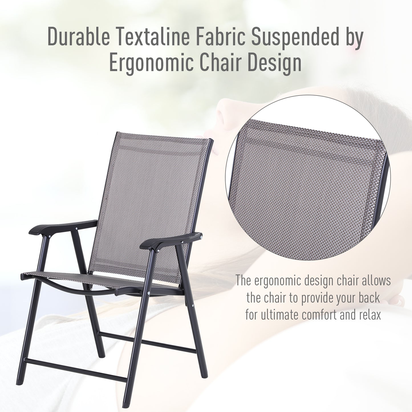 Chaises pliantes de patio avec accoudoirs lot de 2