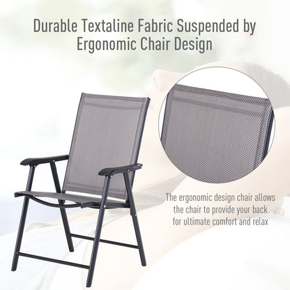 Chaises pliantes de patio avec accoudoirs lot de 2
