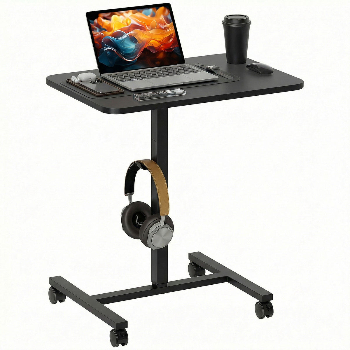 Bureau debout pneumatique ajustable avec roulettes