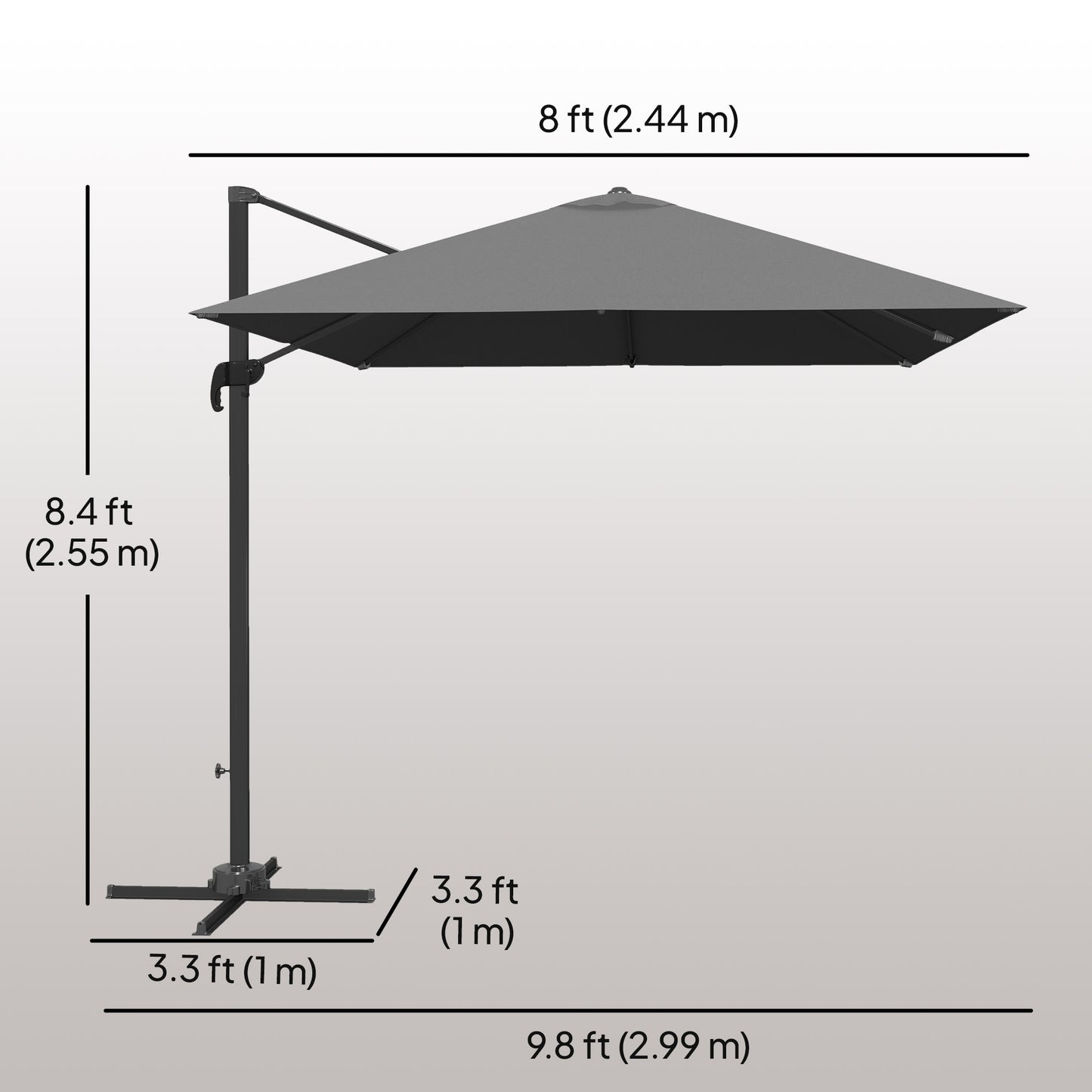 Parasol déporté aluminium 244 cm avec rotation 360°