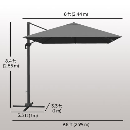 Parasol déporté aluminium 244 cm avec rotation 360°