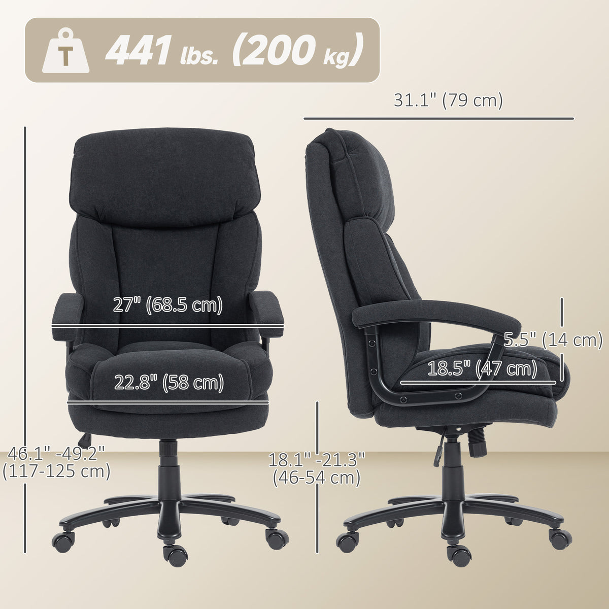 Chaise de bureau ergonomique grand format