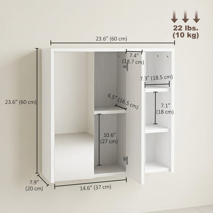Armoire à pharmacie murale avec miroir et étagères ouvertes