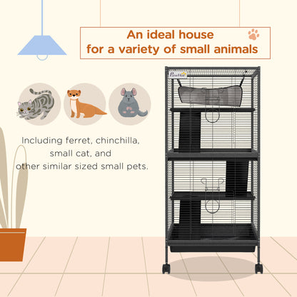 Cage à roulettes pour petits animaux 4 niveaux