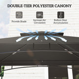 Gazebo BBQ double toit avec tablettes et crochets