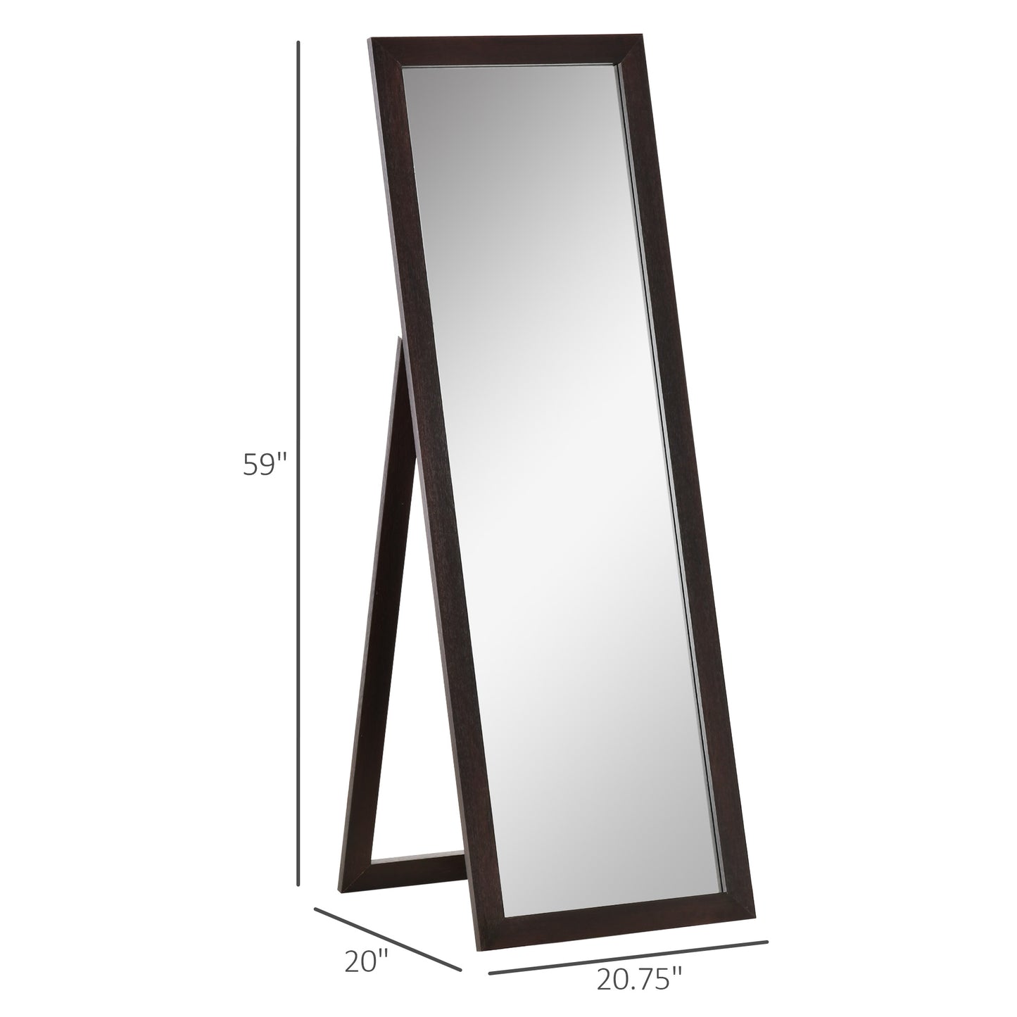 Miroir pleine longueur rectangulaire 147 x 51 cm avec cadre
