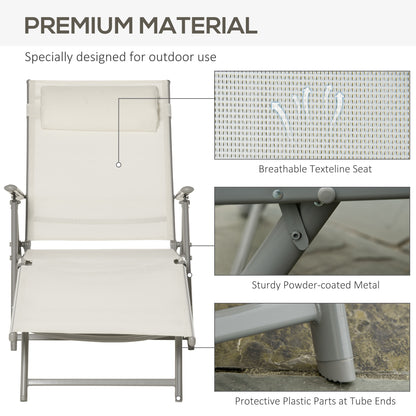 Chaise longue pliante extérieure à 7 positions avec coussin