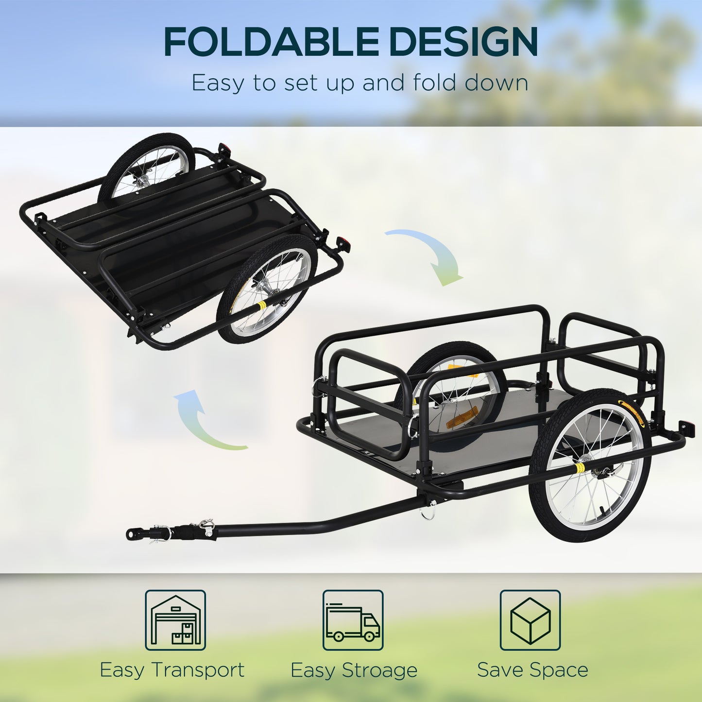 Remorque vélo cargo pliable en acier