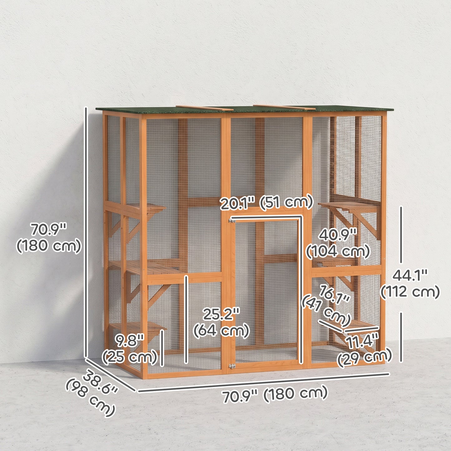 Enclos extérieur pour chats avec 6 plateformes