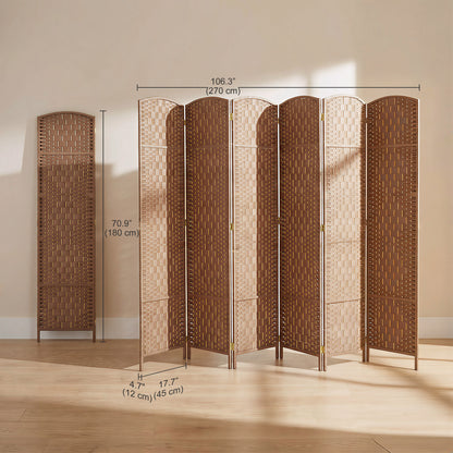 Paravent pliable 4 panneaux cadre bois tressé